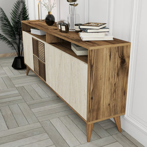 Κονσόλα Plastira Με Ράφια Καρυδί - Travertine 180x35x78 εκ. Μελαμίνης