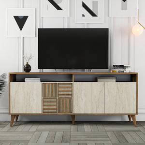 Κονσόλα Plastira Με Ράφια Καρυδί - Travertine 180x35x78 εκ. Μελαμίνης