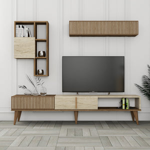 Σύνθεση Τηλεόρασης Plastira Καρυδί - Travertine 180x35x40 εκ. Μελαμίνης