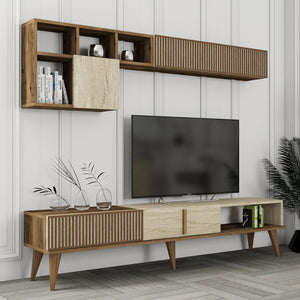 Σύνθεση Τηλεόρασης Plastira Καρυδί - Travertine 180x35x40 εκ. Μελαμίνης