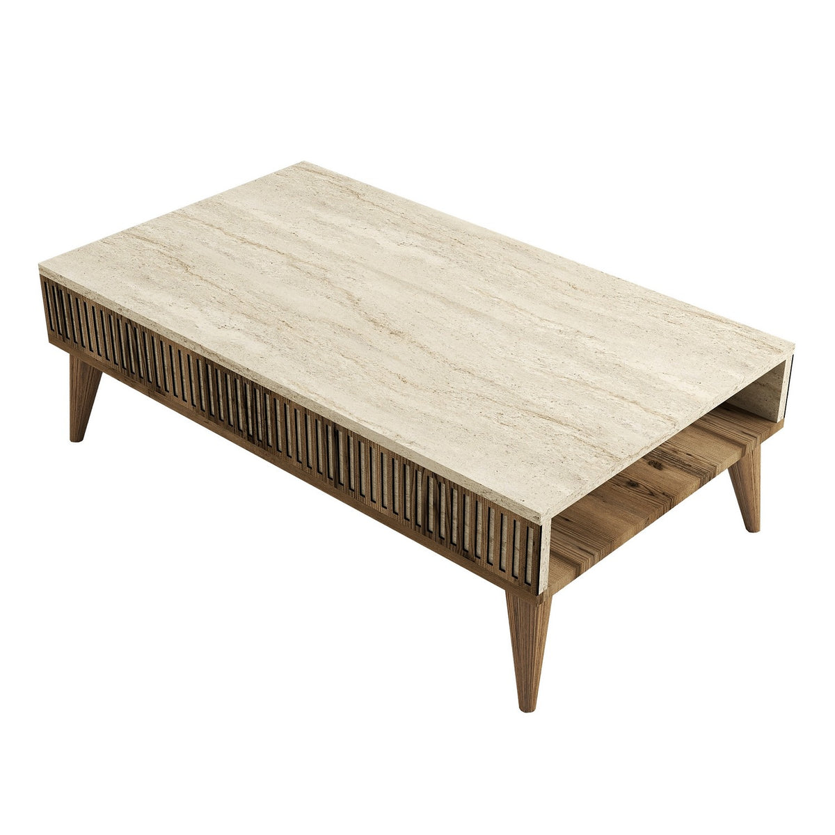 Τραπεζάκι Σαλονιού Plastira Καρυδί - Travertine 105x60x35 εκ. Μελαμίνης