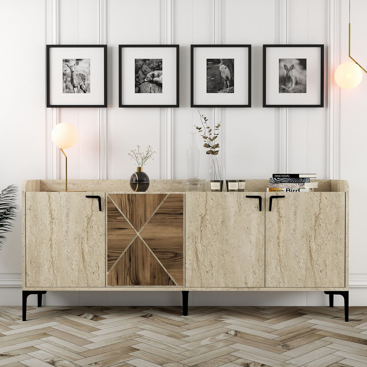 Κονσόλα Gavrio Καρυδί - Travertine 180x35x78 εκ. Μελαμίνης
