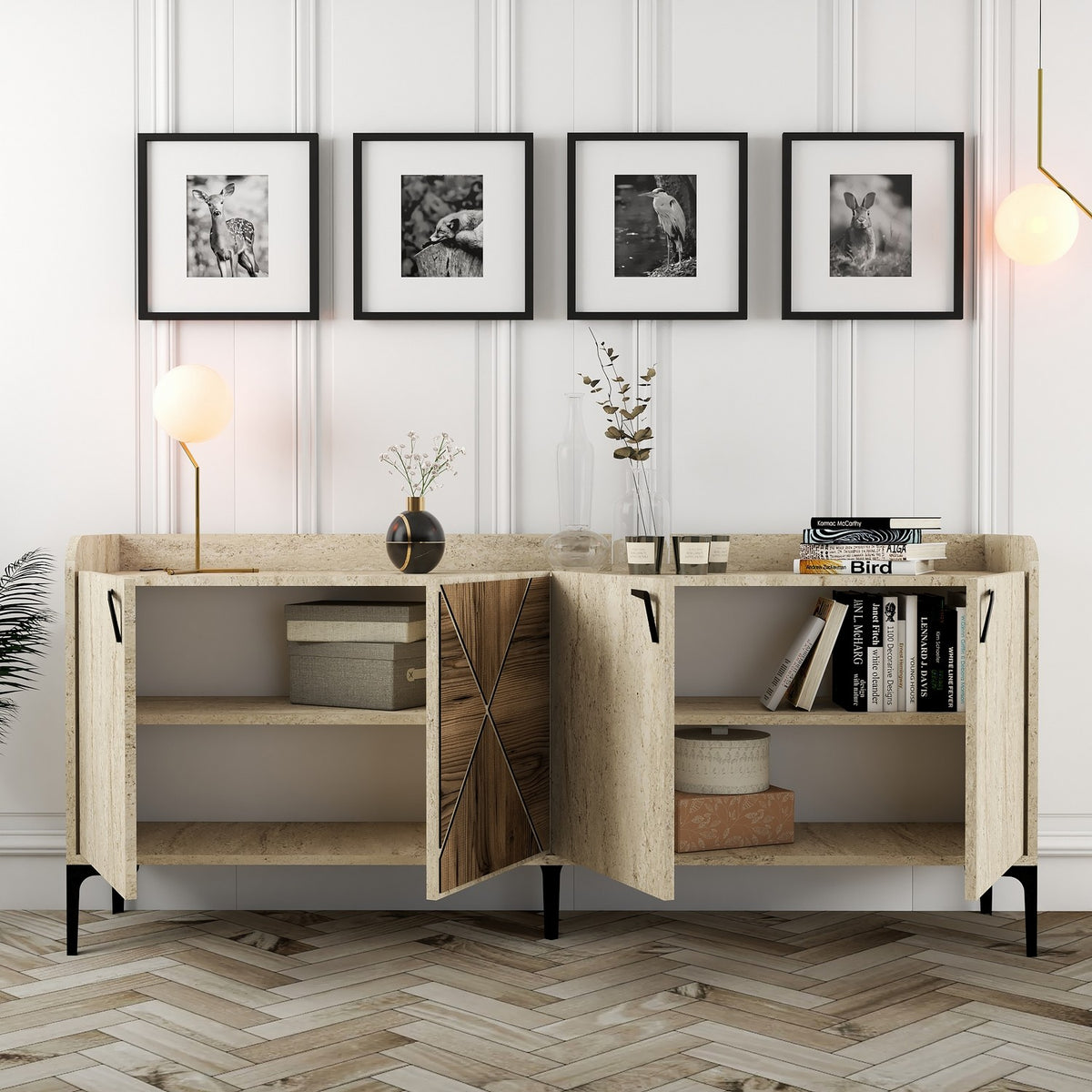 Κονσόλα Gavrio Καρυδί - Travertine 180x35x78 εκ. Μελαμίνης