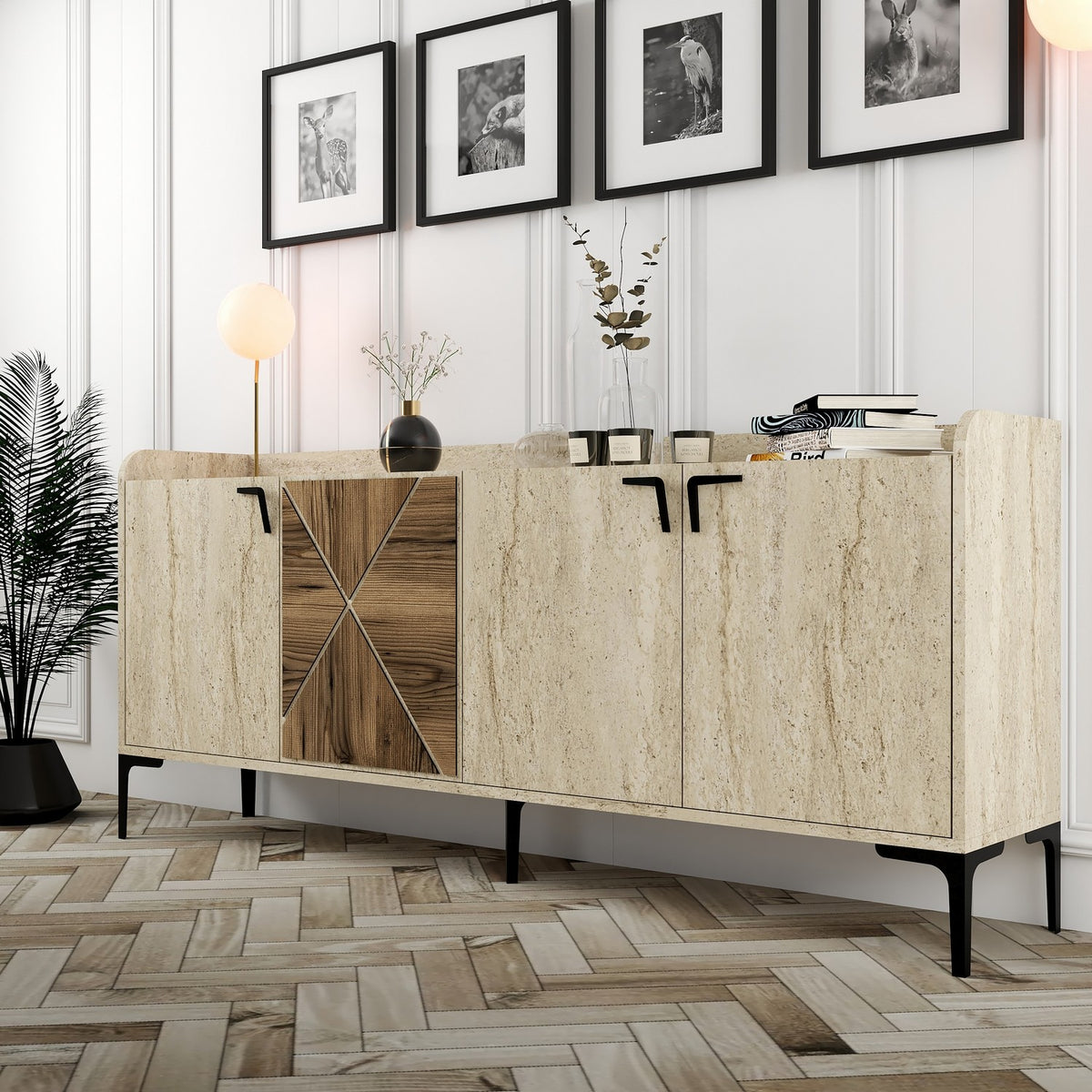 Κονσόλα Gavrio Καρυδί - Travertine 180x35x78 εκ. Μελαμίνης