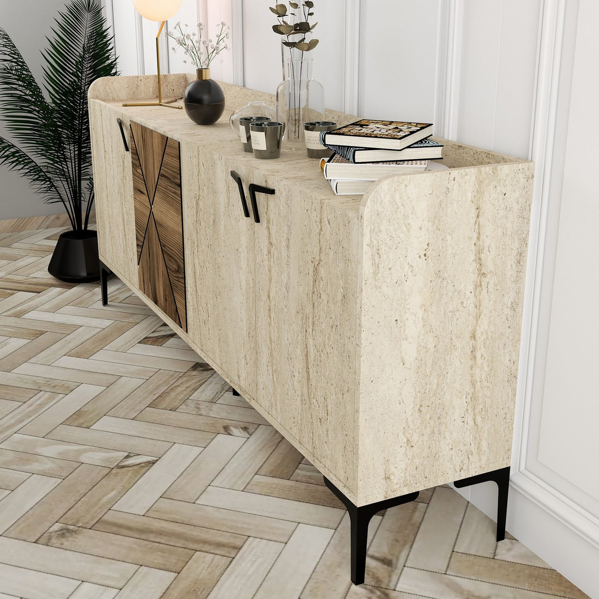 Κονσόλα Gavrio Καρυδί - Travertine 180x35x78 εκ. Μελαμίνης