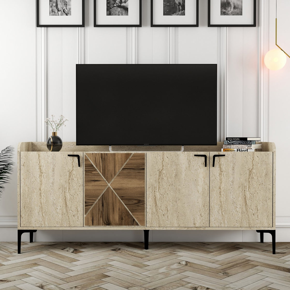 Κονσόλα Gavrio Καρυδί - Travertine 180x35x78 εκ. Μελαμίνης