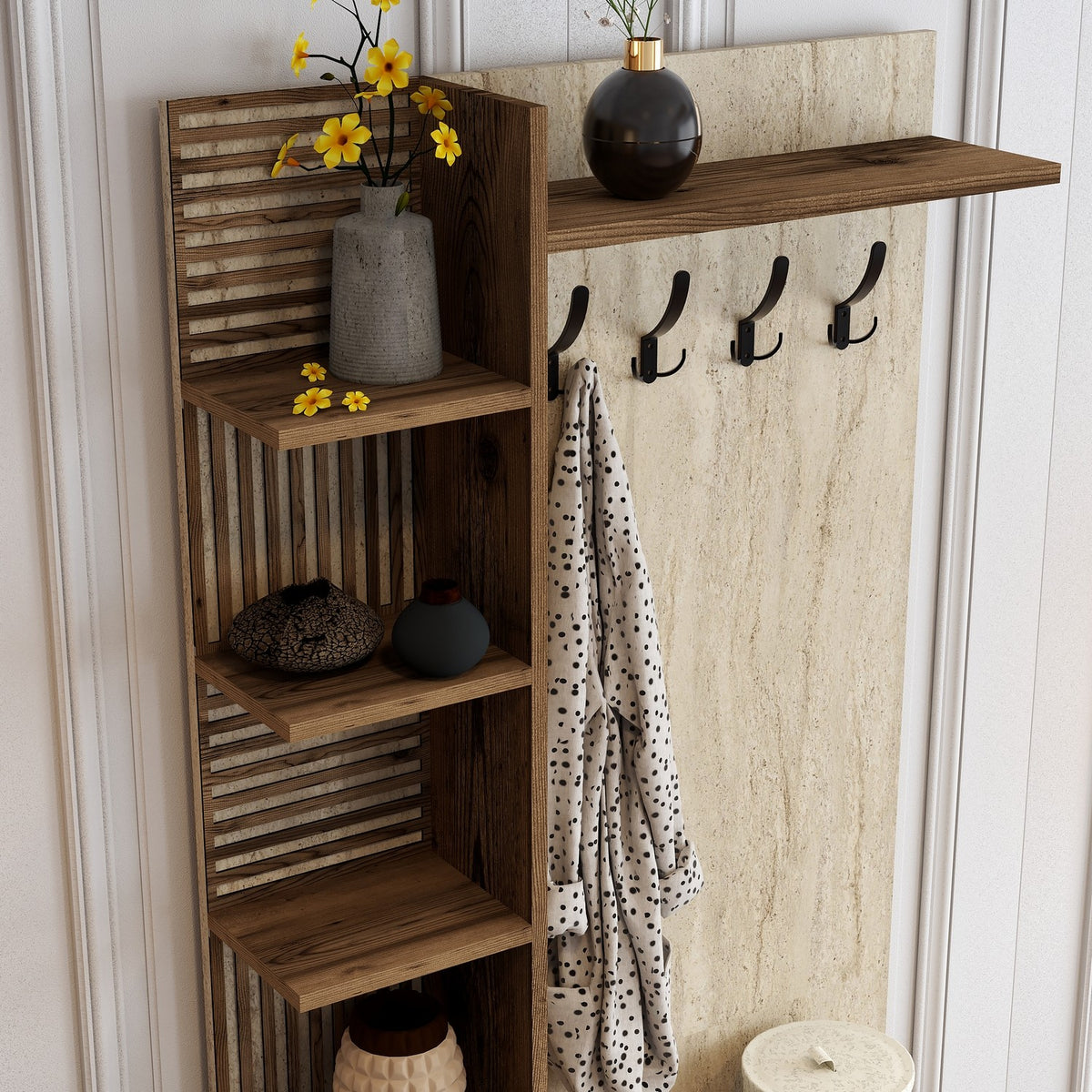 Έπιπλο Εισόδου Psathoura Καρυδί - Travertine 90x35x200 εκ. Μελαμίνης