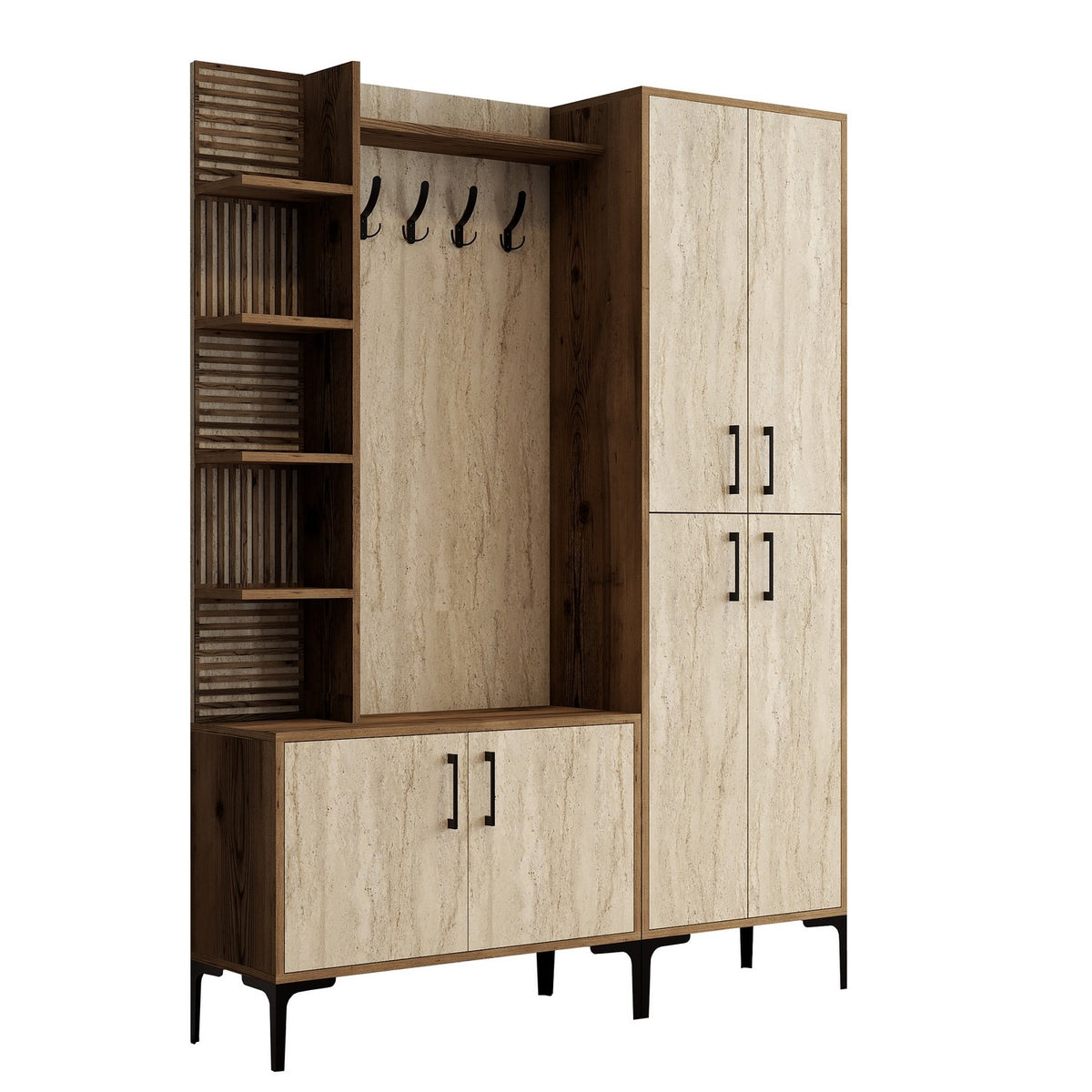 Έπιπλο Εισόδου Psathoura Καρυδί - Travertine 90x35x200 εκ. Μελαμίνης
