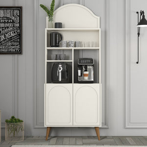 Ντουλάπι Καφέ Kastriani Με Ράφια Κρεμ - Καρυδί 81.3x35x201 εκ. Μελαμίνης