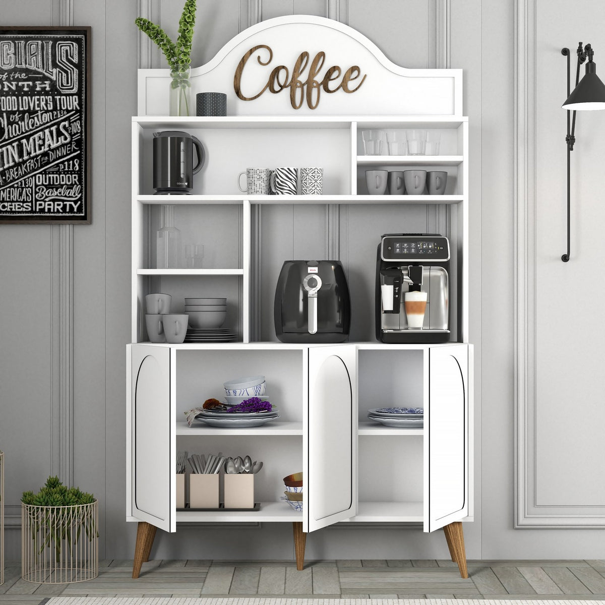 Ντουλάπι Καφέ Kastriani Λευκό - Καρυδί 120x35x202 εκ. Μελαμίνης