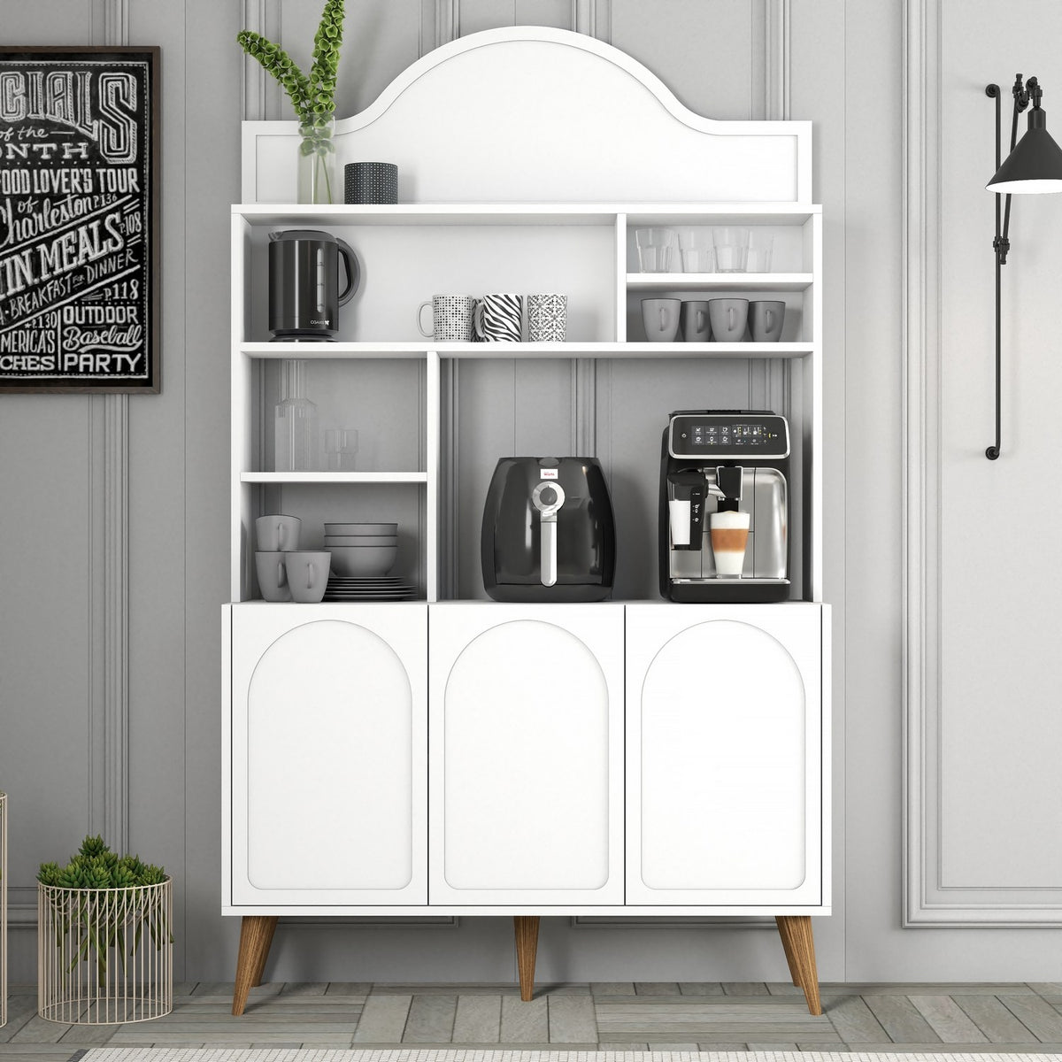 Ντουλάπι Καφέ Kastriani Λευκό - Καρυδί 120x35x202 εκ. Μελαμίνης