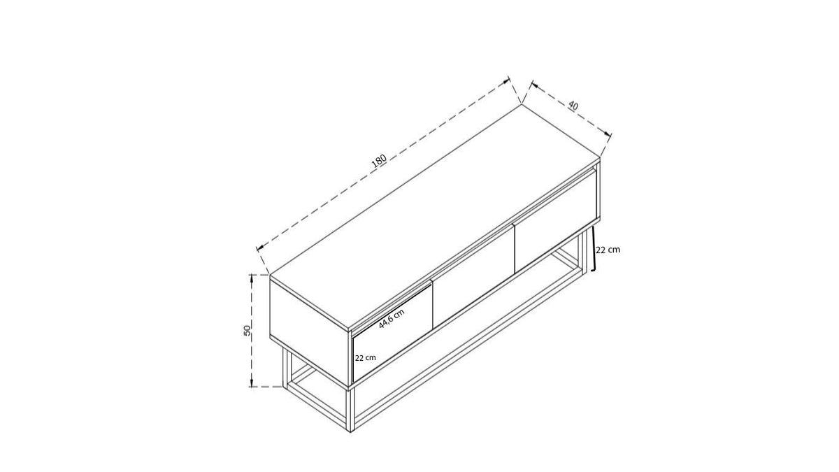 Έπιπλο Τηλεόρασης Kalamos Μαύρο - Πεύκο 180x40x50 εκ. Μελαμίνης