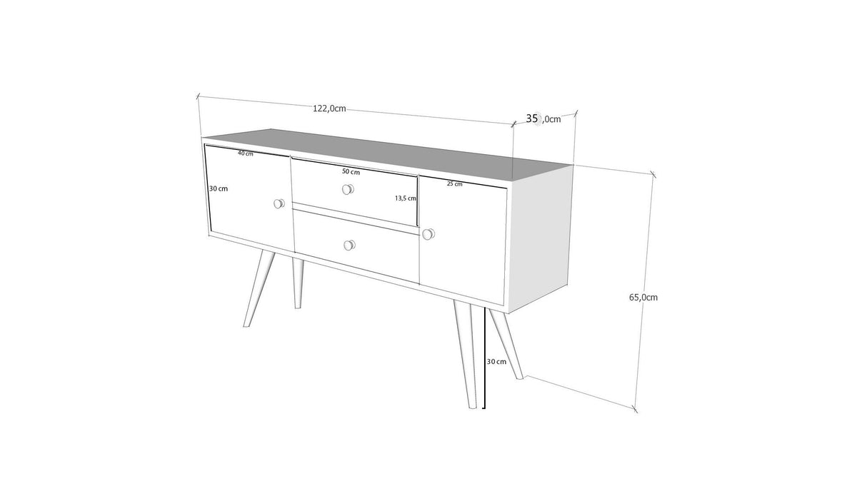 Έπιπλο Τηλεόρασης Amoopi Λευκό - Καρυδί 122x35x65 εκ. Μελαμίνης