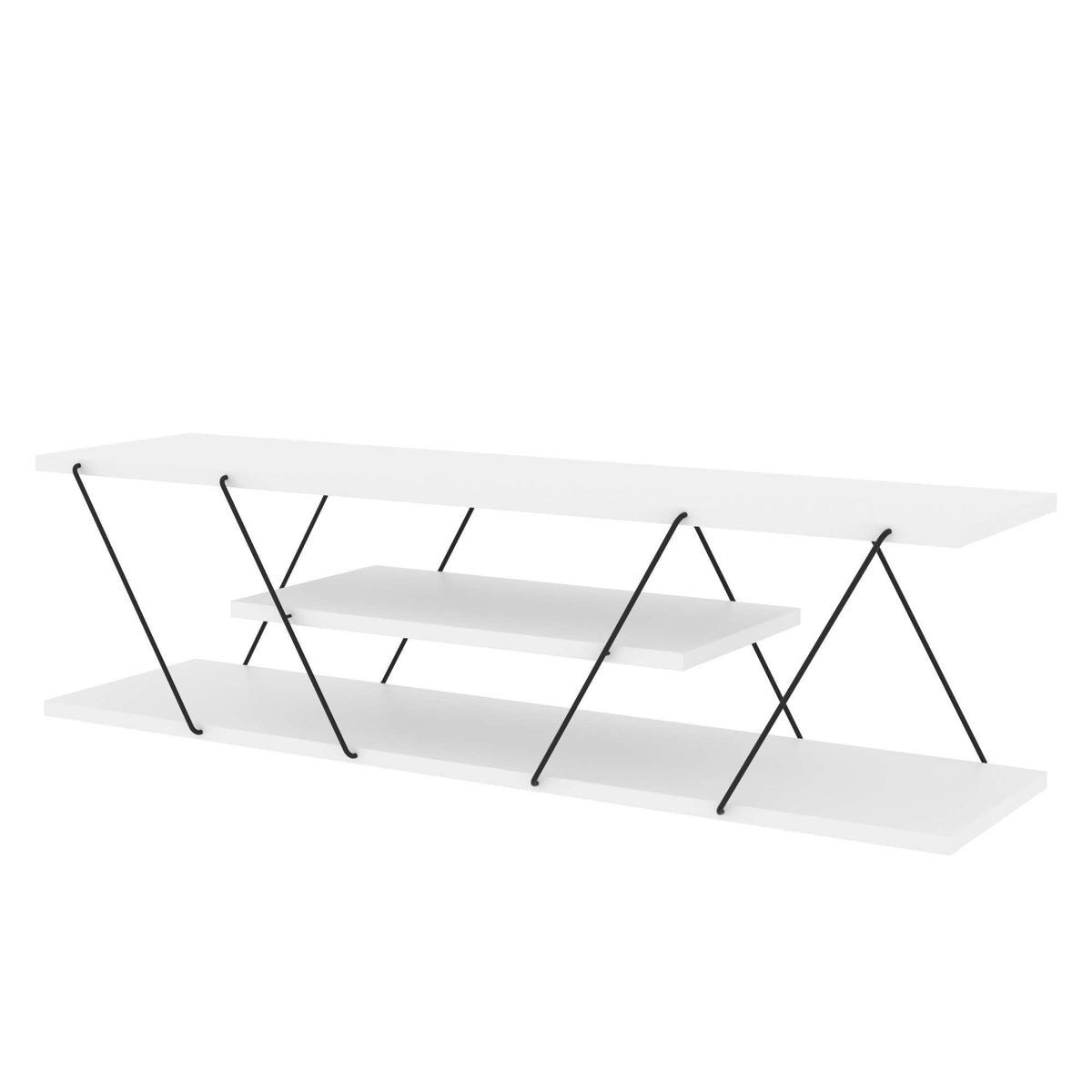 Έπιπλο Τηλεόρασης Plaka Λευκό - Μαύρο 120x33x33 εκ. Μελαμίνης