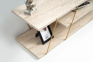 Έπιπλο Τηλεόρασης Plaka Χρυσό - Travertine 120x30x33 εκ. Μελαμίνης
