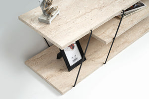 Έπιπλο Τηλεόρασης Plaka Μαύρο - Travertine 120x30x33 εκ. Μελαμίνης