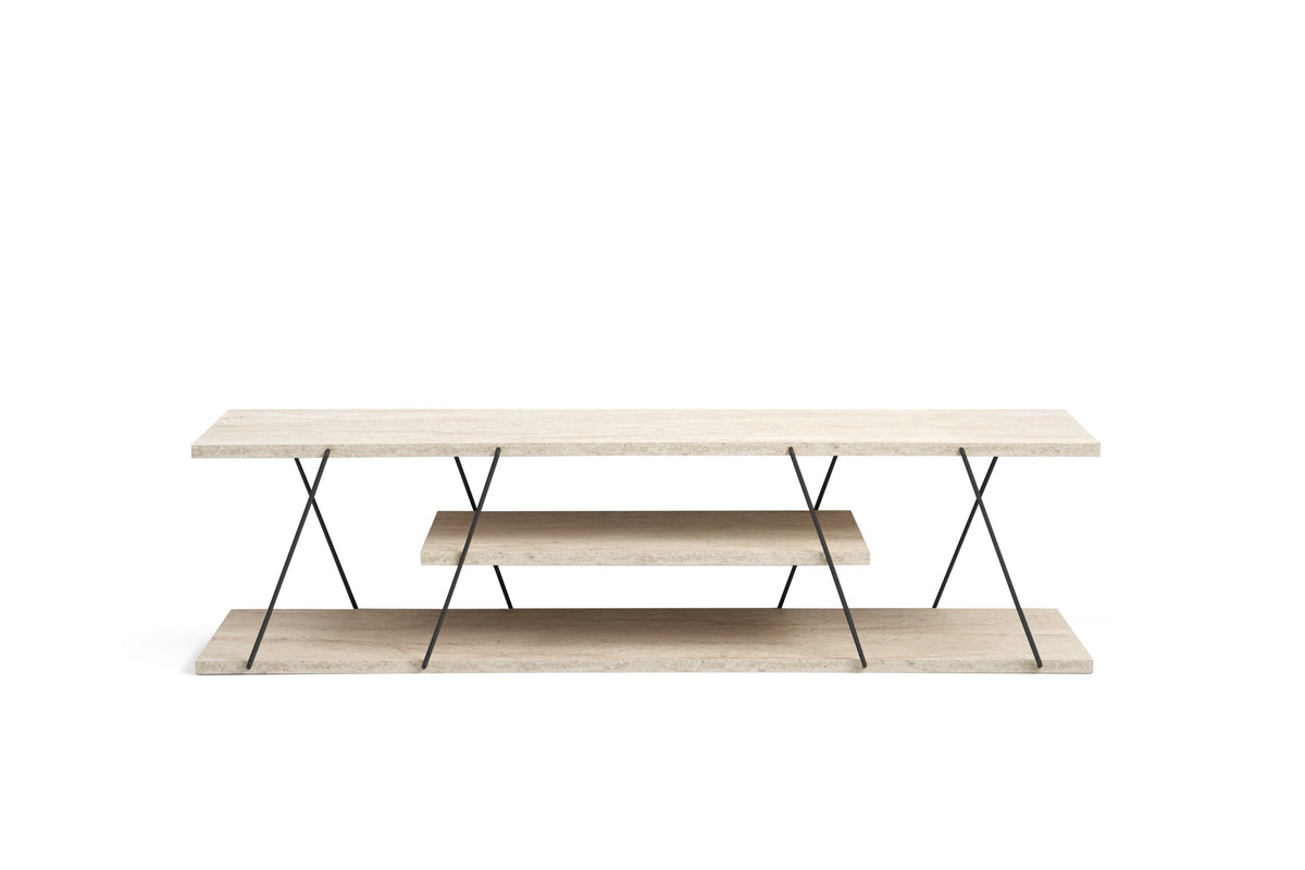 Έπιπλο Τηλεόρασης Plaka Μαύρο - Travertine 120x30x33 εκ. Μελαμίνης