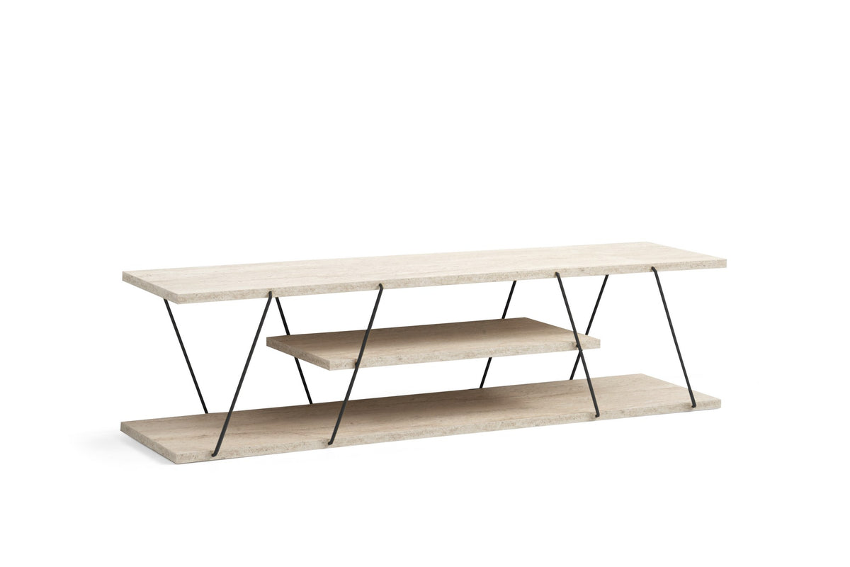 Έπιπλο Τηλεόρασης Plaka Μαύρο - Travertine 120x30x33 εκ. Μελαμίνης