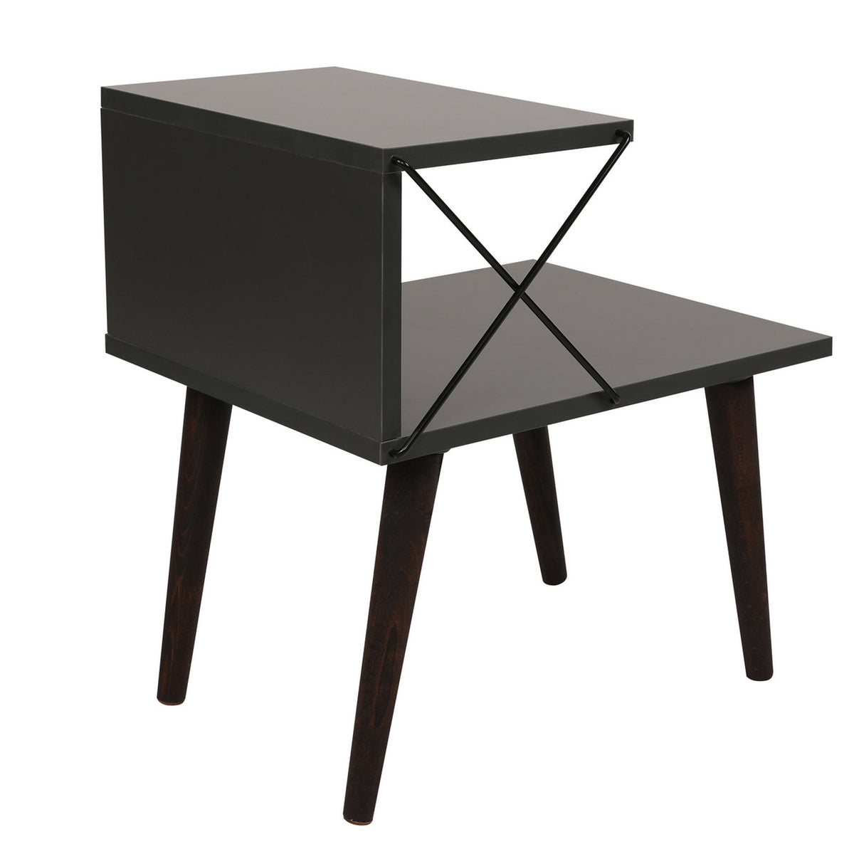 Κομοδίνο Zacharo Ανθρακί 50x40x55 εκ. Μελαμίνης