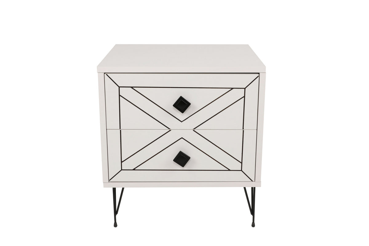 Κομοδίνο Atokos Λευκό 50x40x55 εκ. Μελαμίνης