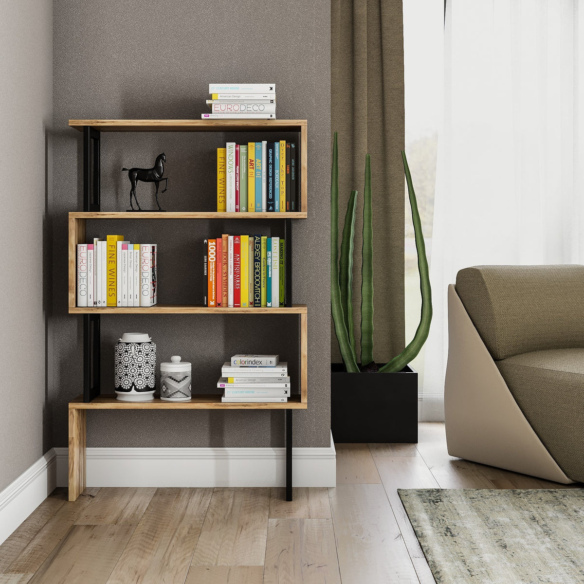 Βιβλιοθήκη Vromolithos Καρυδί 80x22x128 εκ. Μελαμίνης