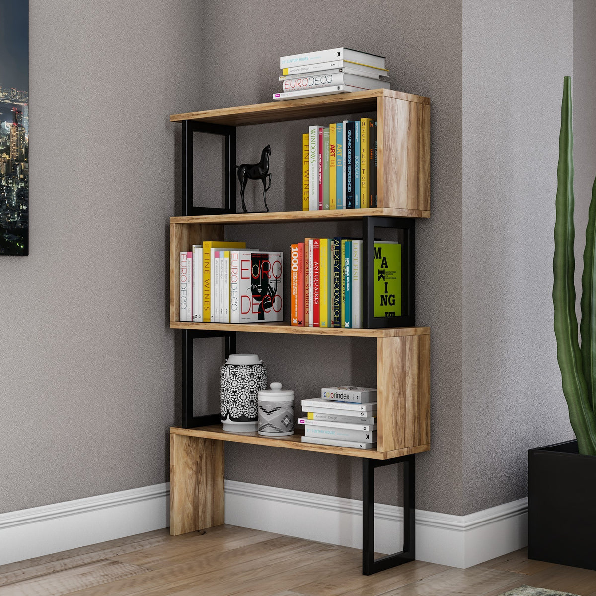 Βιβλιοθήκη Vromolithos Καρυδί 80x22x128 εκ. Μελαμίνης