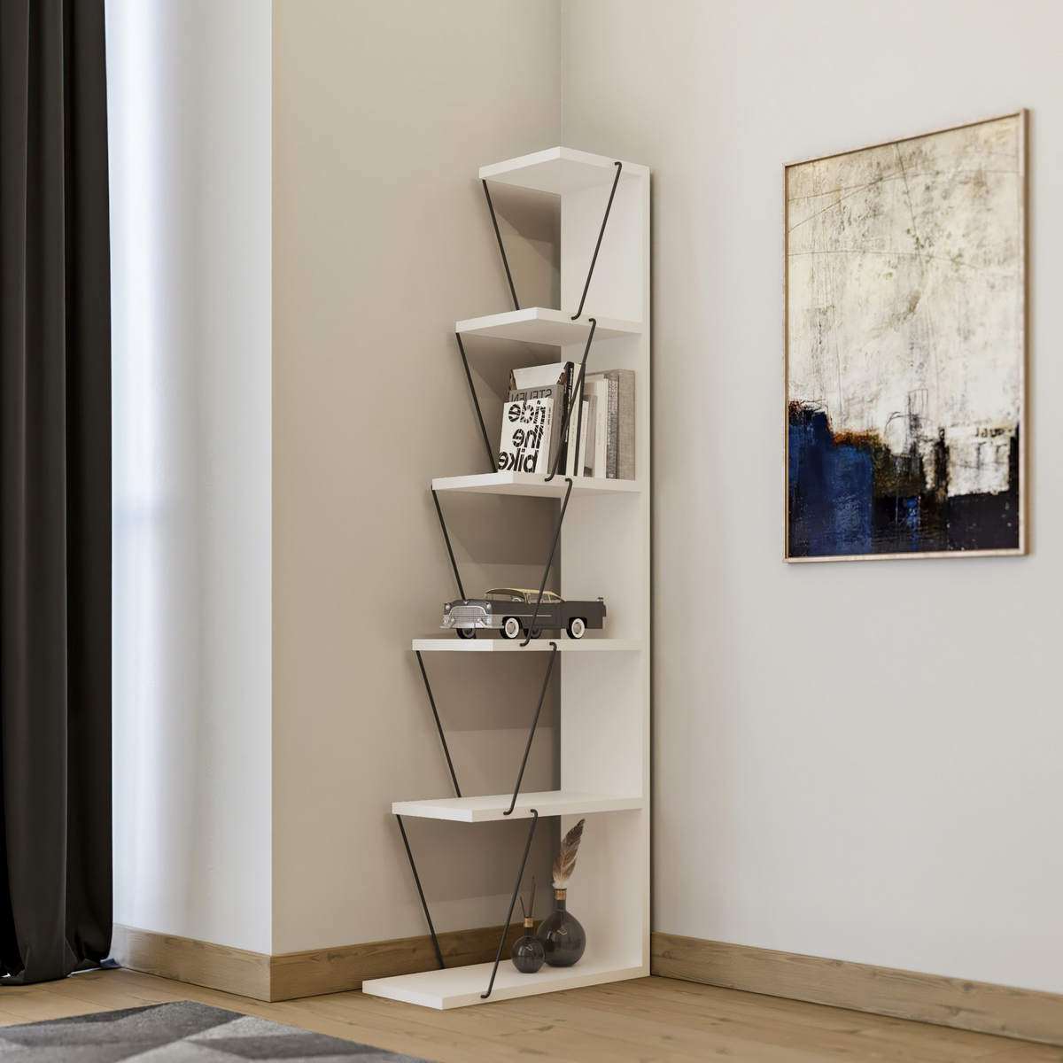 Βιβλιοθήκη Damasta Λευκό 50x22x150 εκ. Μελαμίνης