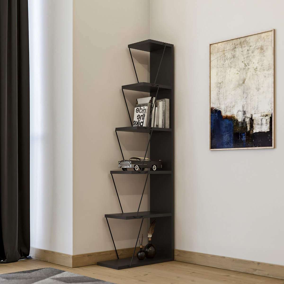 Βιβλιοθήκη Damasta Ανθρακί 50x22x150 εκ. Μελαμίνης