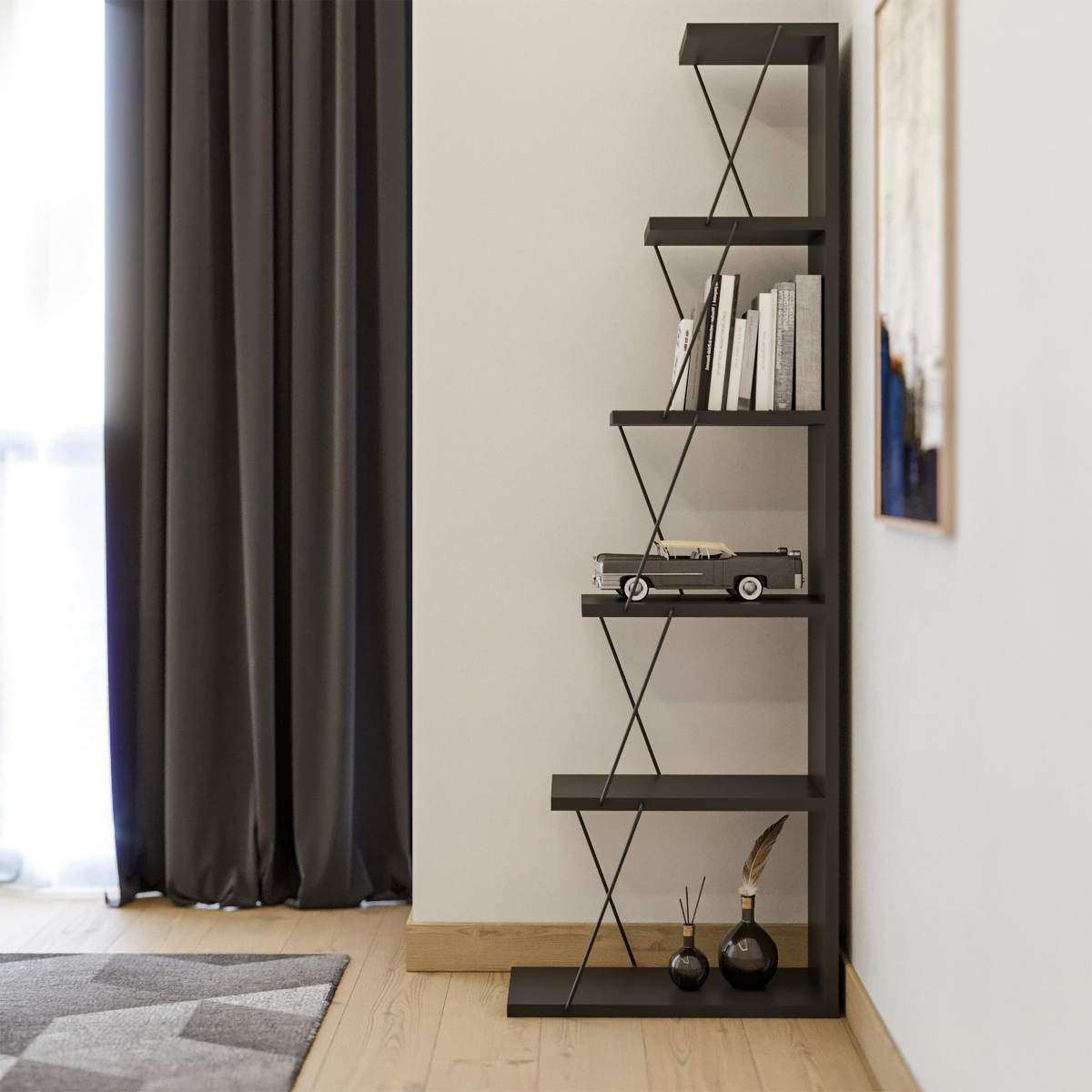 Βιβλιοθήκη Damasta Ανθρακί 50x22x150 εκ. Μελαμίνης