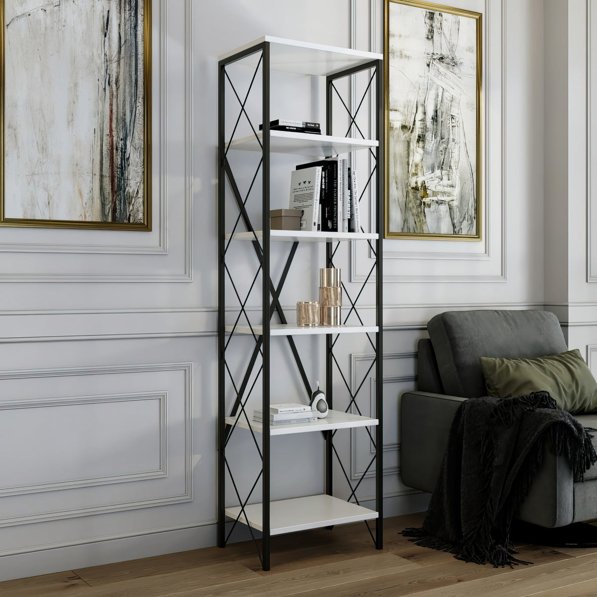 Βιβλιοθήκη Chiliomodi Λευκό 50x30x180 εκ. Μελαμίνης