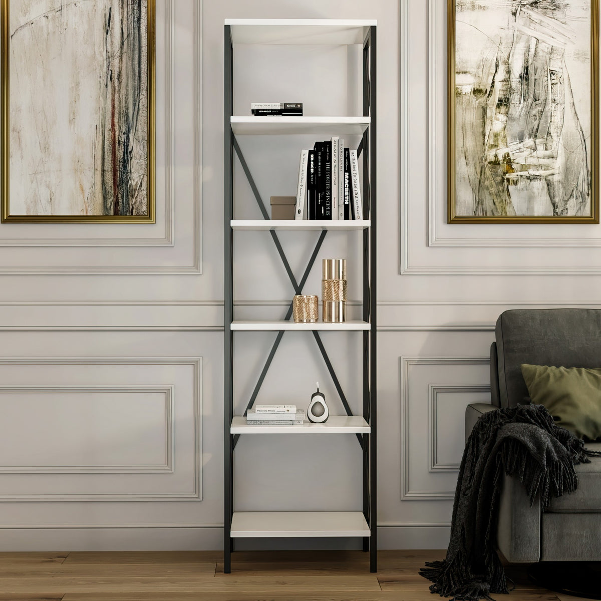 Βιβλιοθήκη Chiliomodi Λευκό 50x30x180 εκ. Μελαμίνης