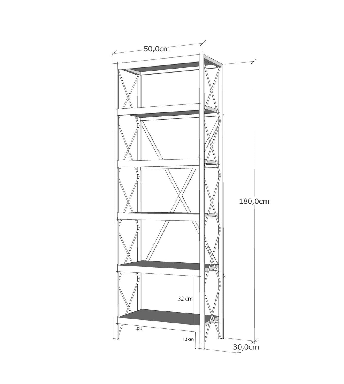 Βιβλιοθήκη Chiliomodi Λευκό 50x30x180 εκ. Μελαμίνης