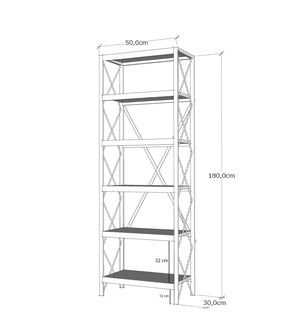 Βιβλιοθήκη Chiliomodi Λευκό 50x30x180 εκ. Μελαμίνης