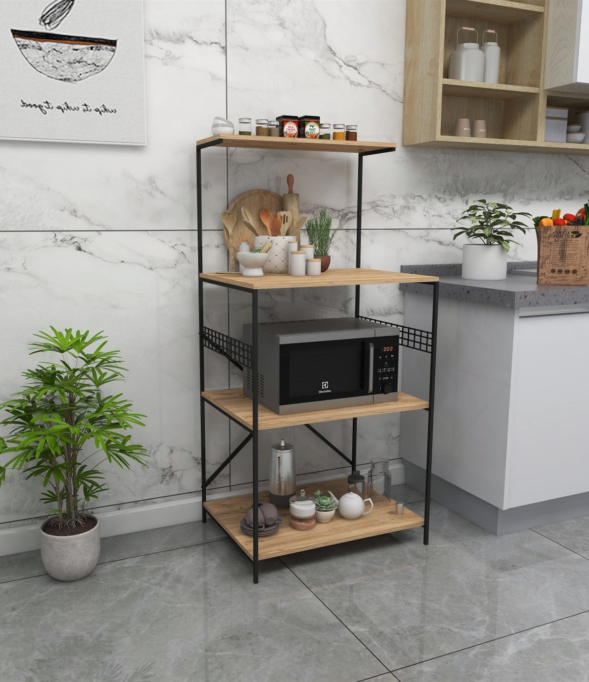 Στήλη Αποθήκευσης Avlemonas Μαύρο - Πεύκο 60x45x124 εκ. Μελαμίνης
