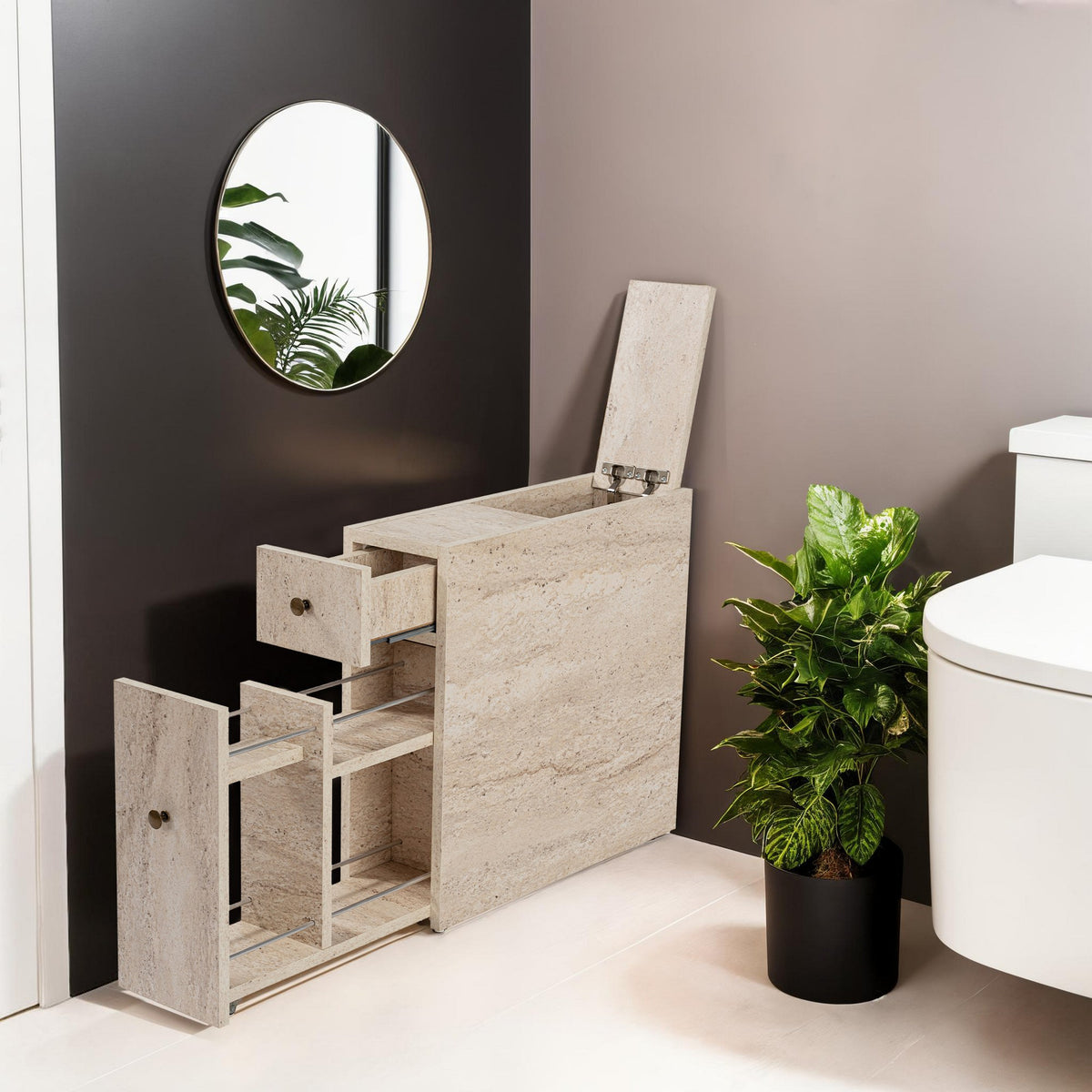 Ντουλάπι Μπάνιου Lakki Travertine 20x60x55 εκ. Μελαμίνης