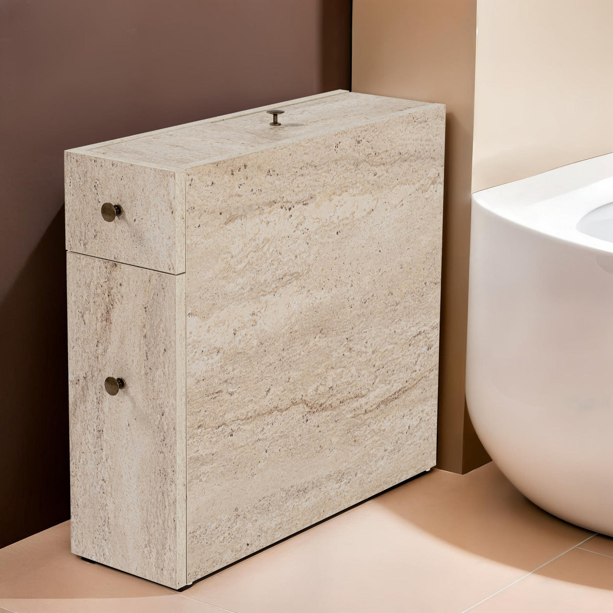 Ντουλάπι Μπάνιου Lakki Travertine 20x60x55 εκ. Μελαμίνης