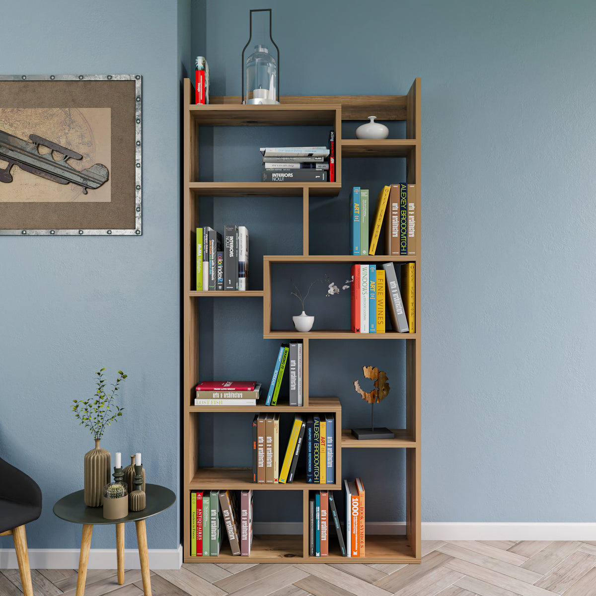 Βιβλιοθήκη Mitsikeli Πεύκο 90x22x182 εκ. Μελαμίνης