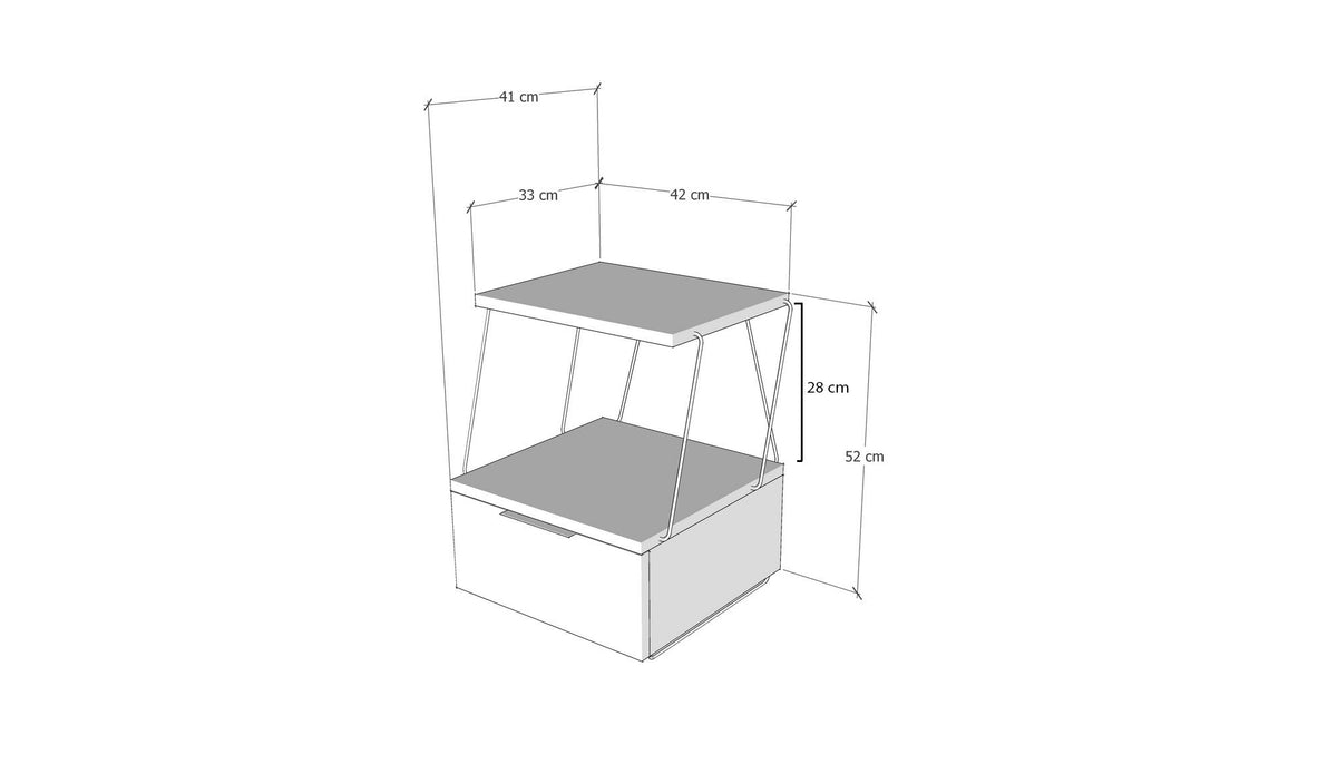 Κομοδίνο Evrostini Λευκό 42x41x52 εκ. Μελαμίνης
