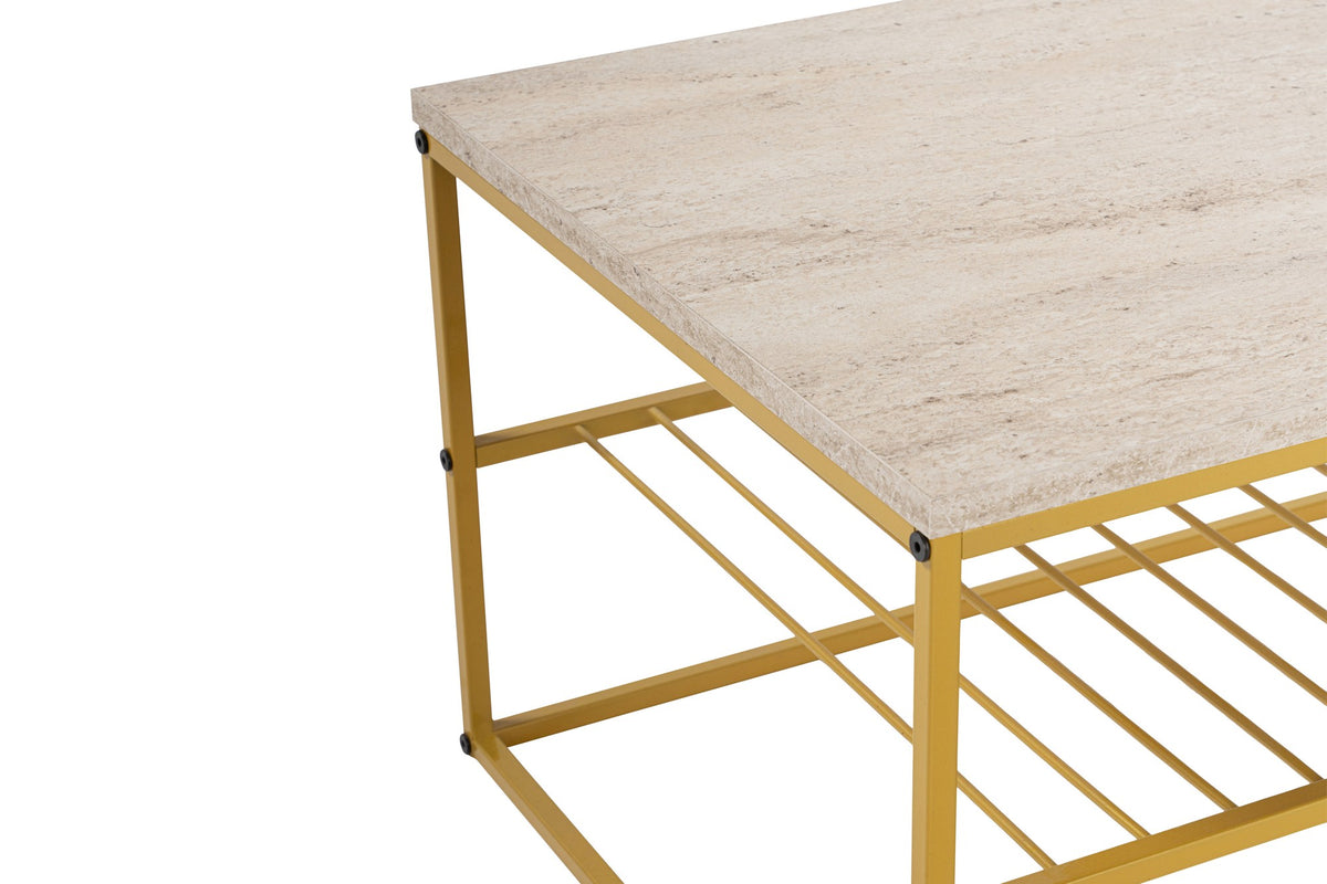 Τραπεζάκι Σαλονιού Mourtias Χρυσό - Travertine 95x55x42 εκ. Μελαμίνης