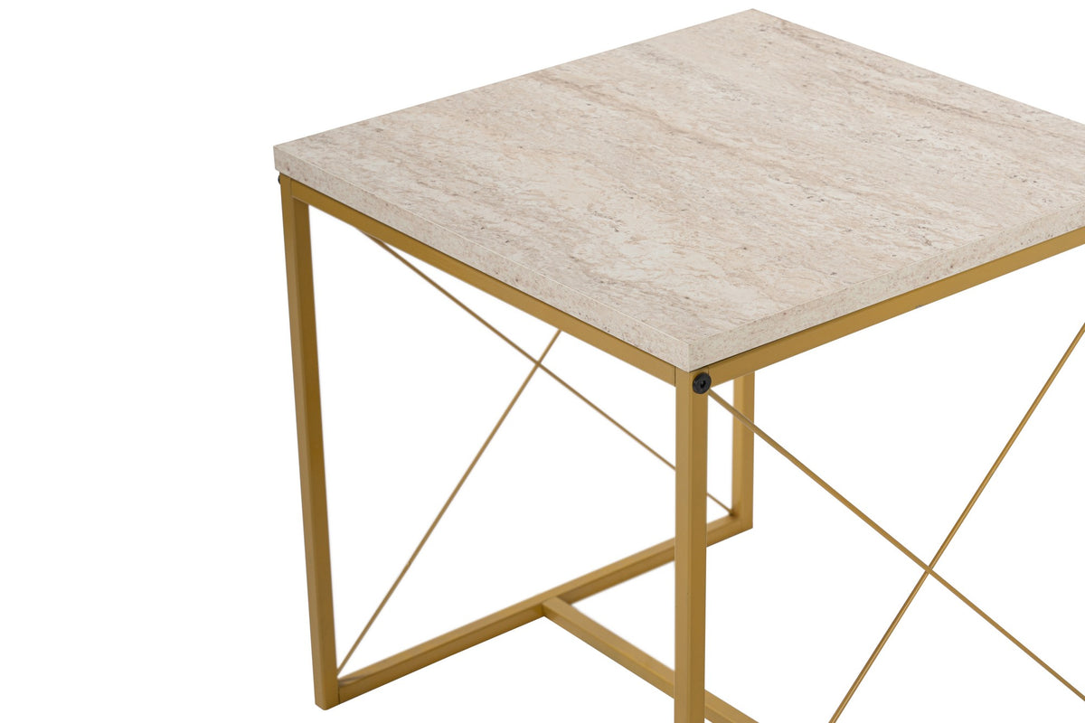 Τραπεζάκια Σαλονιού Σετ Tarabados Χρυσό - Travertine 100x50x52 εκ. Μελαμίνης