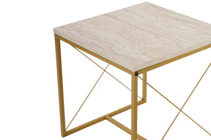 Τραπεζάκια Σαλονιού Σετ Tarabados Χρυσό - Travertine 100x50x52 εκ. Μελαμίνης