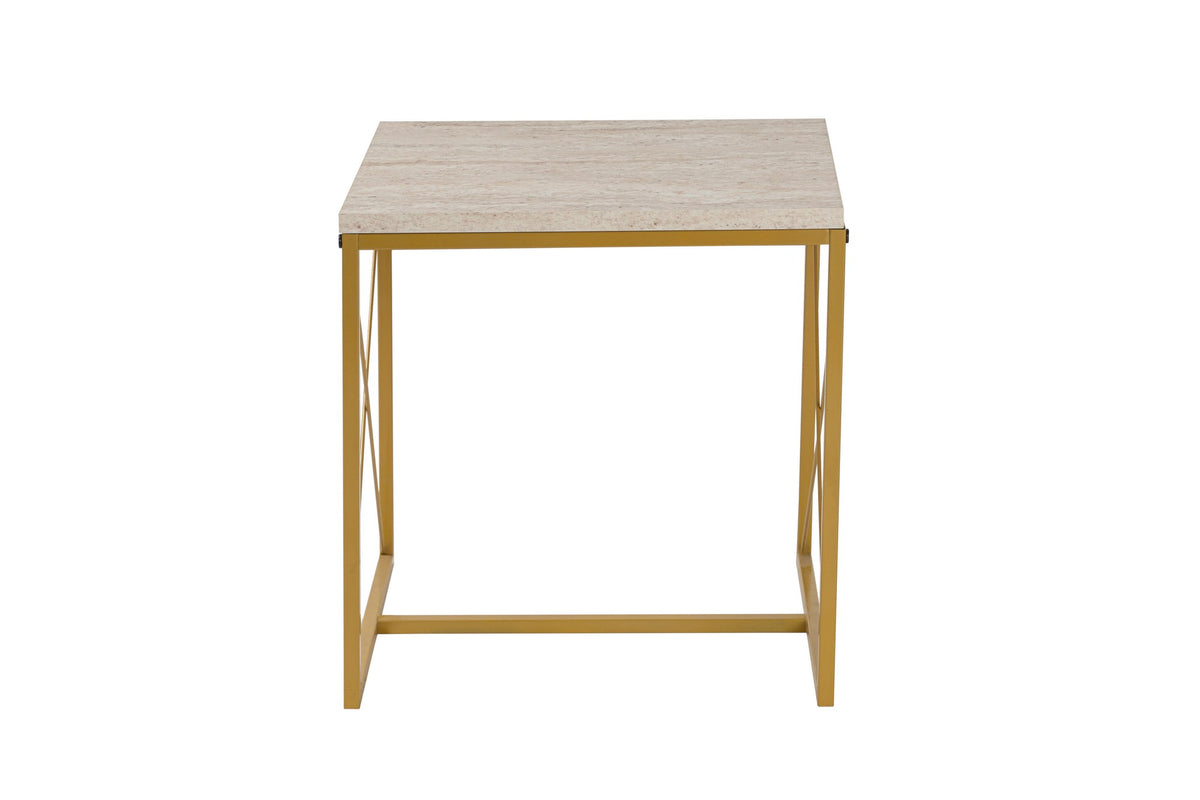 Τραπεζάκια Σαλονιού Σετ Tarabados Χρυσό - Travertine 100x50x52 εκ. Μελαμίνης