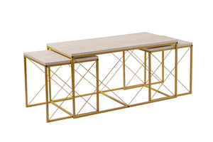 Τραπεζάκια Σαλονιού Σετ Tarabados Χρυσό - Travertine 100x50x52 εκ. Μελαμίνης