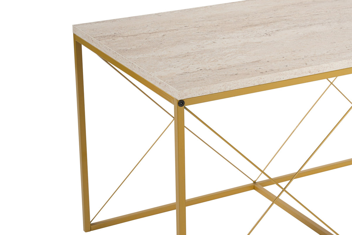 Τραπεζάκια Σαλονιού Σετ Tarabados Χρυσό - Travertine 100x50x52 εκ. Μελαμίνης