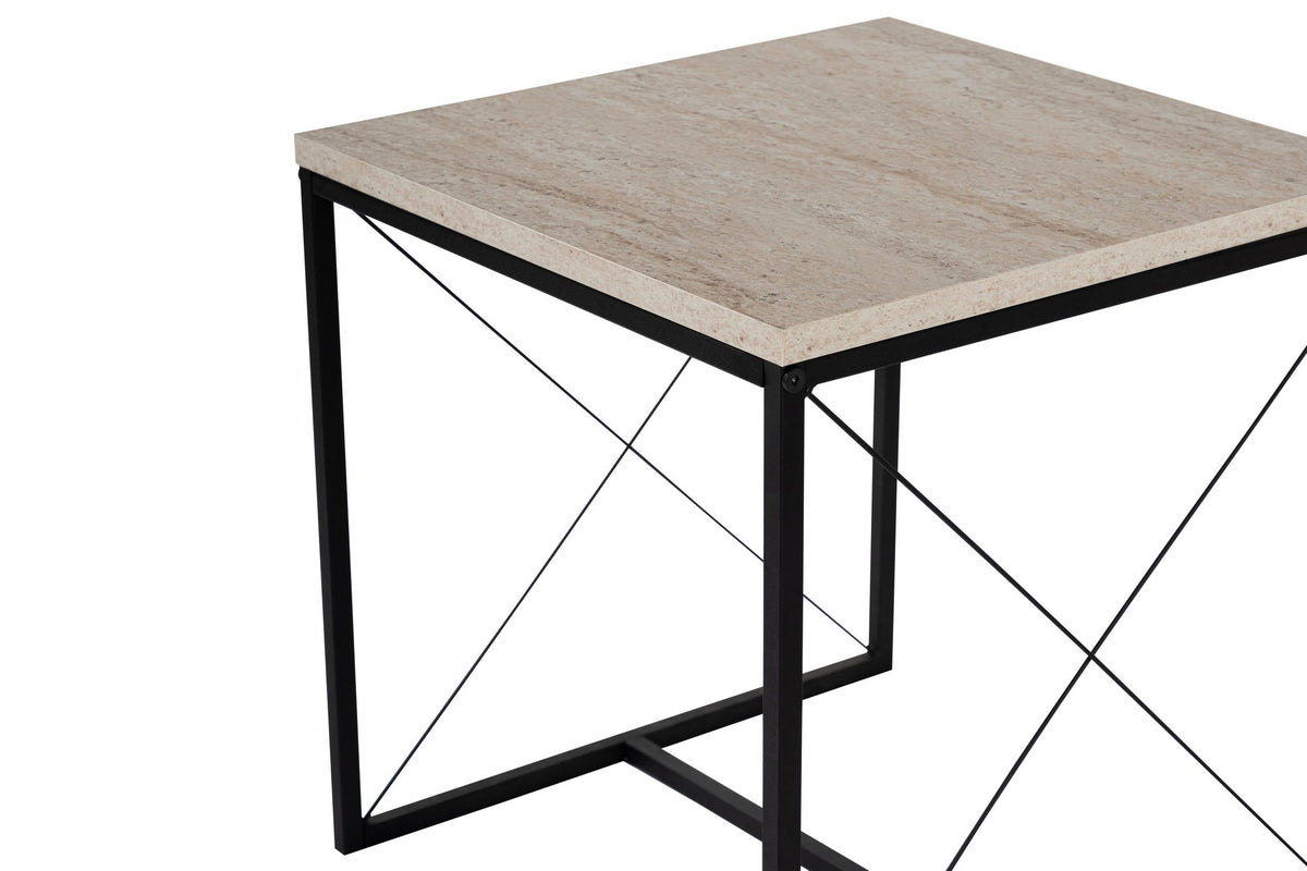 Τραπεζάκια Σαλονιού Σετ 2τμχ Tarabados Μαύρο - Travertine 100x50x52 εκ. Μελαμίνης - Pakobazaar