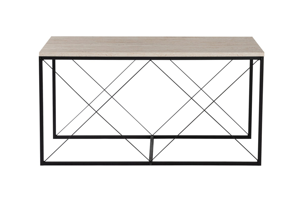 Τραπεζάκια Σαλονιού Σετ 2τμχ Tarabados Μαύρο - Travertine 100x50x52 εκ. Μελαμίνης - Pakobazaar