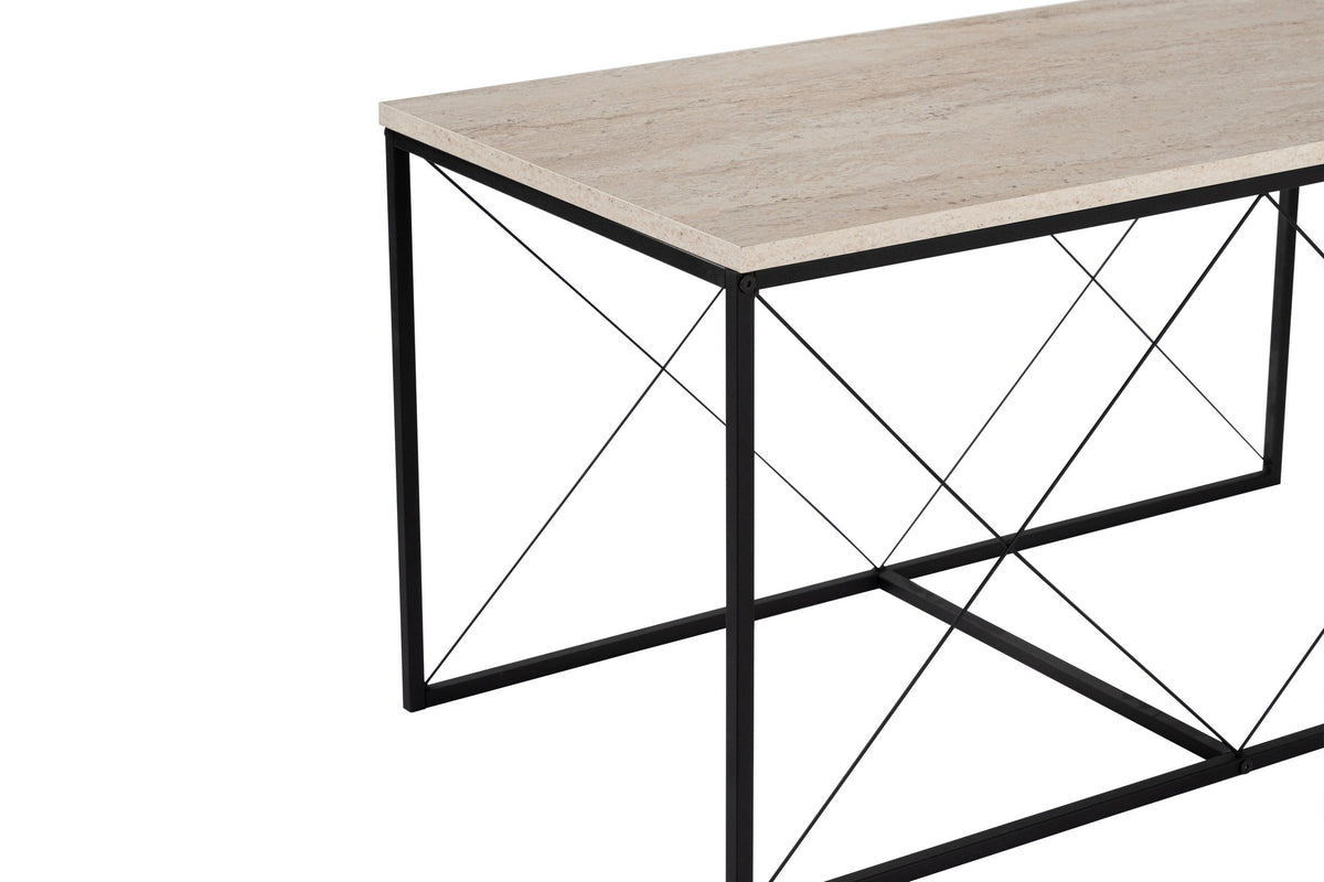 Τραπεζάκια Σαλονιού Σετ 2τμχ Tarabados Μαύρο - Travertine 100x50x52 εκ. Μελαμίνης - Pakobazaar