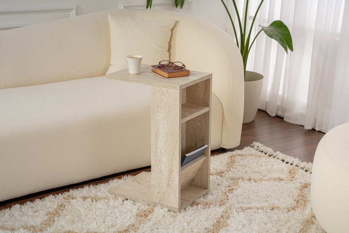 Βοηθητικό Τραπεζάκι Eresos Travertine 30x40x63 εκ. Μελαμίνης