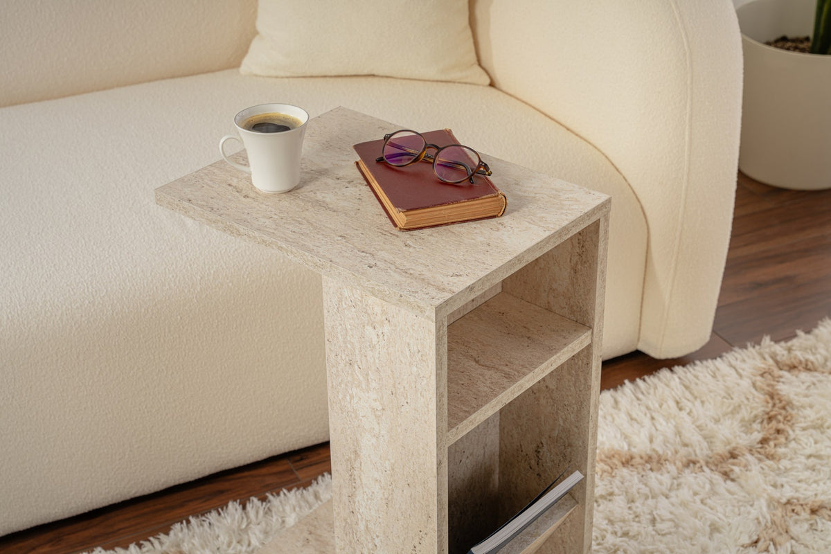Βοηθητικό Τραπεζάκι Eresos Travertine 30x40x63 εκ. Μελαμίνης