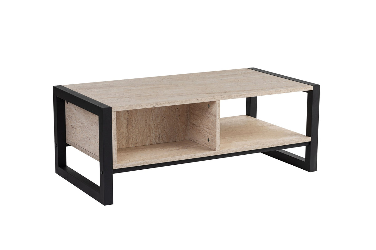 Τραπεζάκι Σαλονιού Plagia Μαύρο - Travertine 105x55x40 εκ. Μελαμίνης